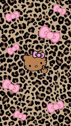 an animal print with hello kitty on it