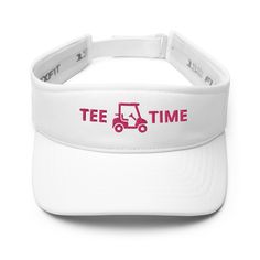 Free Shipping! Play a round of golf in our embroidered Tee Time visor. It's cute, provides sun coverage, and is made with flexfit® for ultra-comfort. Embroidered 97% poly, 3% spandex Flexfit® Low-profile 2 ½″ crown Matching under visor Hook & loop closure with square ring Head circumference: 22″–23 ⅜″ (56 cm–59 cm) Adult, Unisex White Sporty Visor For Sports, Breathable White Visor For Sports, White Sports Visor, Sporty White Visor For Summer, White Breathable Casual Visor, Casual White Breathable Visor, White Casual Sports Visor, White Casual Visor For Sports, White Sports Visor For Spring