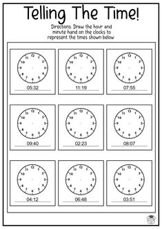 telling the time worksheet for students to learn how to tell time on clocks