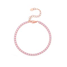 -14kt rose gold vermeil -pink nano opal -6'' with 1. 5' extender   A dainty rose gold colored tennis bracelet with lab created milky pink opals. Bracelet is 6'' with a 1'' extender, making it easy to adjust between lengths. To extend the life of your gold plated and vermeil jewelry, avoid wearing when washing hands, showering, applying lotion, using harsh cleaning supplies or working out. To clean, buff gently with a soft and dry 100% cotton cloth or a microfiber cloth. Do not use jewelry cleaner on gold plated jewelry. Pink River, Milky Pink, Dainty Rose, Washing Hands, September Birthstone Jewelry, Solid Gold Earrings, Artisan Gift, Rose Gold Pink, Zodiac Jewelry