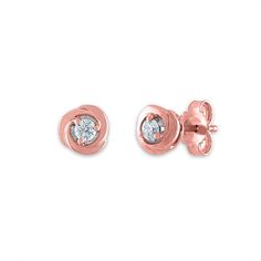 1/10 CTW Diamond Stud Love Knot Earrings in 10KT Rose Gold Round Internally Threaded Earrings For Anniversary, Internally Threaded Round Earrings For Anniversary, Internally Threaded Earrings For Anniversary, Pierced Round Rose Gold Diamond Earrings, Pierced Rose Gold Earrings For Anniversary, Classic Rose Gold Pierced Diamond Earrings, Rose Gold Round Cut Earrings, 14k Gold Earrings With Rose Cut Diamonds, Rose Gold Round Piercings With Prong Setting