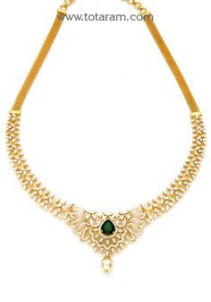 18 Karat Gold Diamond Necklace with South Sea Pearls & Color Stones
  This Product has Inter Changeable Stones in the Necklace 
   - 235-DN322 - in 41.950 Grams for USD $6156.43. 
Made in India by Totaram Jewelers Online this product is in Gold - 18 Karat Gold  & is an excellent gift for Adult - Women. Ships fully insured with secured guaranteed delivery for free with your order over $250 from New Jersey USA & comes with 30 days exchange policy. Luxury Gemstone Temple Necklace For Celebration, Luxury Three Stone Necklaces For Women, Luxury Yellow Gold Necklace For Festive Season, Luxury Yellow Gold Temple Necklace For Anniversary, Luxury Gemstone Temple Necklace For Women, Temple Jewelry Choker With Stone Work For Celebration, Elegant Multi-stone Temple Necklace For Celebration, Temple Jewelry Stone Work Choker, Elegant Gold Multi-stone Temple Necklace