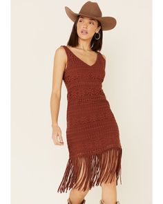 Idyllwind Women's Chilli Havana Nights Crochet Fringe Dress | Boot Barn Cowgirl Boots And Dress Outfit, Bohemian Fall Dresses, Cowgirl Dresses With Boots, Crochet Home Decor Ideas, Country Western Dresses, Fringe Clothing, Dresses With Cowboy Boots, Accessories Crochet, Cowgirl Dresses