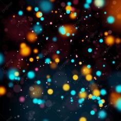 blurry boke effect background with blue and yellow lights in the dark, colorful circles