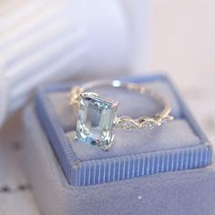 clio-https://clio.giliarto.com/ring/1/569 Emerald Cut Aquamarine Ring, Aquamarine Solitaire Ring, Vintage Halo, Emerald Cut Engagement, Aquamarine Engagement Ring, Vintage Style Rings, Emerald Engagement Ring Cut, Dream Engagement, Aquamarine Ring