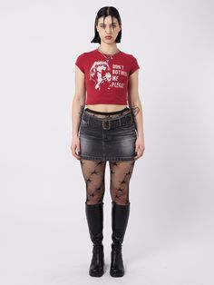 Discover new trendy graphic styles with our baby tee and t-shirt collection at Minga London. International shipping available and 15% off for students. Order online today. Red Baby Tee, Don't Bother Me, Minga London, Graphic Styles, Graphic Baby Tee, Baby Graphic Tees, Red Baby, Cute Cat Gif, Love And Respect