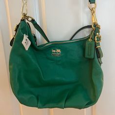 Never Used, Tags Still On This Beautiful Unique Green Coach Purse! Green Coach Purse, Pink Convertible, Blue Coach, Coach Crossbody Purse, Convertible Crossbody Bag, Vintage Coach Bags, Bags Coach, Coach Crossbody, Coach Crossbody Bag