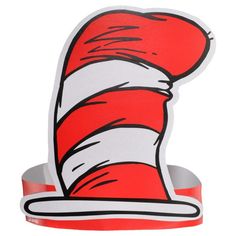 a red and white dr seuss hat on top of a roll of paper tape