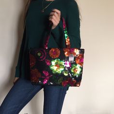 Comeco Colorful Dazzled Floral Bag Nwt. Has Leather Inside To Provide Structure. Inside Has One Small Zippered Pocket. Sold As One Item, However, If You Would Like To Bundle Another Listed Item(S) Of Mine, Please Message Through This Post. I Will Discuss Pricing With You There. Please Check Out My Profile For More Items! Trendy Multicolor Shoulder Bag For Party, Evening Multicolor Sequins Bag, Trendy Multicolor Party Bag, Multicolor Square Shoulder Bag For Evening, Multicolor Square Party Bag, Multicolor Tote Shoulder Bag For Party, Rectangular Multicolor Sequined Shoulder Bag, Embellished Multicolor Rectangular Shoulder Bag, Multicolor Embellished Rectangular Shoulder Bag