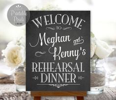 a chalkboard sign with the words welcome to michigan and henry's rehearsal dinner