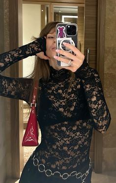 Black Lace Top Outfit Night, Black Lace Top Aesthetic, Black Lace Seethrough Top Outfit, Lace Long Sleeve Top Aesthetic, Fitted Black Lace Top, Grunge Lace Top, Black Lace Top, Night Club Outfits, Outfit Primavera