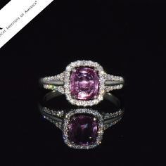 Vintage Henri Daussi Platinum Ring Set With Gia Certified Natural 2.08cts Diamond And Purple-Pink Sapphire. This Ring Features A Large Gia Certified 1.51cts Natural Purple-Pink Sapphire In Center. The Cushion Modified Brilliant Cut Sapphire Is Surrounded With Round Brilliant Cut Diamonds Throughout Adding Up To 0.57cts. The Diamonds Extended Down The Shank Of This Ring Too. The Gorgeous Purple-Pink Sapphire In This Ring Has A Desirable Vivid Pink Purplish Color With Shades Of Light Neon Purple / Pink, Dark Pink And Neon Pinkish Purple Colors. The Sapphire Has Water Like, See Through Clarity And Looks Flawless To The Naked Eye. The Sapphire Has Been Certified By Gia (Usa), To Be A Natural P Luxury Gia Certified Pink Sapphire Diamond Ring, Luxury White Gold Gia Certified Gemstones, Luxury Gia Certified White Gold Gemstones, Luxury Purple Rings Gia Certified, Luxury Purple Gia Certified Rings, Elegant Gia Certified Pink Sapphire Diamond Ring, Gia Certified Pink Sapphire Rings For Formal Occasions, Gia Certified Fine Jewelry Pink Sapphire Diamond Ring, Gia Certified Pink Sapphire Diamond Ring In Fine Jewelry