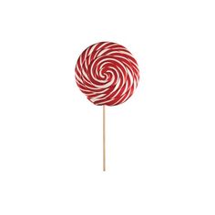 a red and white striped lollipop on a stick