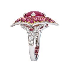 3.71 Carats Cabochon Ruby 2.91 Carats Round Ruby 0.77 Carats Round Diamond Ring set in 18K White and Rose Gold Round Diamond Ring Set, Round Diamond Ring Settings, Cabochon Ruby, Contemporary Fine Jewelry, Bath And Body Works Perfume, Diamond Ring Set, Heirlooms Jewelry, Round Diamond Ring, Dope Jewelry