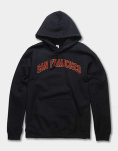 Large Graphic On Front. Hoodie. Long Sleeve. 50% Polyester, 50% Cotton. Machine Wash.this Item Is Unisex Fit And Sizing.this Item Is Made To Order And May Take A Few Extra Days To Process. All Other Products In Your Order Will Be Shipped Separately. | San Francisco Varsity Unisex Hoodie Collegiate Long Sleeve Hoodie With Logo Print, Cotton Varsity Hoodie With Adjustable Hood, College Hooded Sweatshirt With Double-lined Hood, Hooded College Sweatshirt With Double-lined Hood, Double-lined Hooded Sweatshirt For College, Varsity Hoodie For College In Winter, Fall Fan Gear Hoodie With Graphic Print, Collegiate Hooded Fleece Sweatshirt, Fall Graphic Print Hoodie For Fan Gear