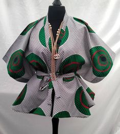 Stylish Handmade Ankara Kimono Top/jacket - Etsy UK Ankara Top Styles, Ankara Kimono, Ankara Tops, Combi Short, African Outfits, Pregnancy Clothes, 2piece Outfits, Fashion Traditional