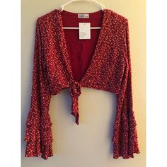 Red Floral Crop Top, Wraps And Ties In The Front. New With Tags, Never Worn. Purchased From A Cute Boutique In Honolulu Called Homecoming Honolulu. Cute Boutiques, Floral Crop Tops, Honolulu, Red Floral, Long Sleeve Crop Top, Lady In Red, Homecoming, Crop Top, Womens Tops