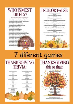 four different thanksgiving games for kids to play