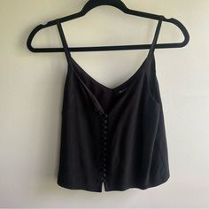 Madewell Black Button Crop Top Perfect Condition Never Worn. Fits Like An Xs-S Casual Tops With Side Buttons For Summer, Black Top With Back Button Closure For Spring, Sleeveless Tops With Button Closure For Night Out, Casual Tops With Button Closure For Night Out, Casual Tops For Night Out With Button Closure, Buttoned Tops For Summer Nights Out, Summer Tops With Buttons For Night Out, Summer Night Out Tops With Buttons, Black Top With Snap Buttons For Summer