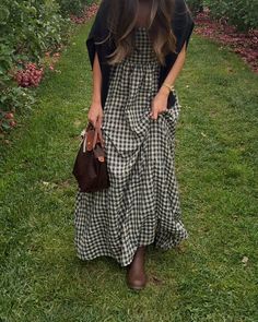 Quintessential fall in @princesspollyboutique 🍎 #pppartner #princesspolly #princesspollyboutique #fallfashion #newenglandfall Midi Dress And Cowboy Boots, Folksy Outfit, Formal Church Outfits, Savannah Georgia Outfit, Grandpa Eclectic, Outfit Inspo Modest, Prairie Fashion, London Outfits, Countryside Style