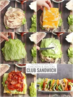 chicken and bacon club sandwich with lettuce, tomato, cheese, and dressing