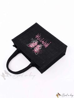 Bird in Bag - Graphic Double-Sided Tote Bag Black Bags For Spring Gifts, Black Bags For Spring Season Gifts, Black Shoulder Bag For Spring Gift, Letter Bag, Double Sided, Top Handle Bag, Siding, Tote Bag, Fabric