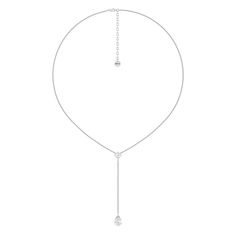 This diamond lariat necklace will easily become your new go-to accessory. It features a Y-shaped chain punctuated by two diamond pendants. Sealing the round loop is a cushion-cut diamond that reflects white and colored light well. A pear-cut diamond sits at the end of the necklace's linear drop. The stylish look of this piece is suitable for both casual and formal wear. Diamond Lariat Necklace, Diamond Pendants, Light Well, Gorgeous Engagement Ring, Pear Cut Diamond, Cushion Cut Diamonds, Station Necklace, Lariat Necklace, Pear Cut