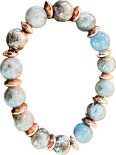 Unleash your adventurous spirit with this beautifully crafted Apatite and Copper stone bracelet! Its vibrant colors provide stylish flair, while its eye-catching design dares you to be bold and take risks. Ready for any challenge, make a statement with this daring accessory! Turquoise Amazonite Round Bracelets, Handmade Blue Agate Bracelets, Bohemian Blue Agate Bracelets, Blue Amazonite Round Bead Bracelets, Elegant Turquoise Multi-stone Bracelets, Take Risks, Gemstone Bracelets, Stone Bracelet, Copper