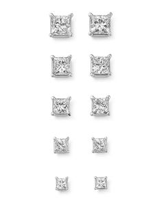 Bloomingdale's - Diamond Princess-Cut Studs in 14K White Gold, 0.25 ct. t.w. - 1.50 ct. t.w. - 100% Exclusive Fine Jewelry Earrings, Diamond Princess, Earrings Luxury, Double Diamond, Luxury Earrings, Exclusive Jewelry, Princess Diamond, Princess Cut Diamonds, Fine Jewellery Earrings