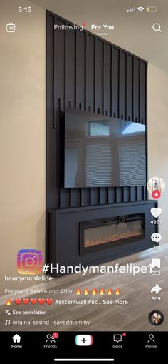 the fireplace is built into the wall and has an appliance for viewing it