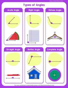 different types of angles worksheet for kids to learn how to draw and paint