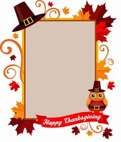 a thanksgiving card with an owl wearing a pilgrim hat and holding a banner that says happy thanksgiving