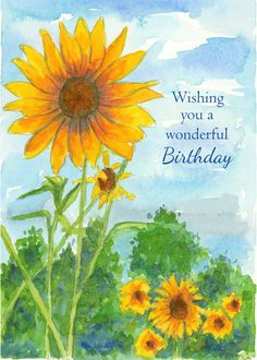 a watercolor painting of sunflowers with the words wishing you a very happy mother's day