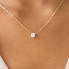 Champagne Diamond Unveiled Necklace, 0.7ct. – Melanie Casey Single Diamond Necklace, The Bling Ring, Solitaire Diamond Pendant, Pendant Necklace Simple, Thread Necklace, Diamond Pendant Sets, Diamond Necklace Designs, Floating Necklace