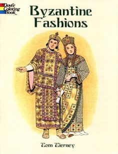 Dover Pictorial Archive Series Byzantine Fashions Tom Tierney An exotic blend of east and west, clothing styles in the Byzantine Empire were rich in color, fabric, and ornament. This carefully researched and scrupulously rendered coloring book by Tom Tierney features more than 80 Byzantine garments, as depicted in ancient mosaics and sculptures. Clothing styles from all classes are represented-from simple 4th-century tunics worn by early Christian commoners and the body armor of 5th-century Roma Byzantine Fashion, Tom Tierney, Fashion Coloring Book, Coloring Book Download, Roman Warriors, Dancer Wear, Short Tunic, Byzantine Empire, Silk Gown