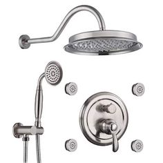 an image of a shower faucet with thermostaer and hand shower head