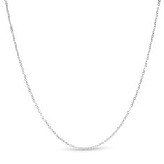 Fashioned in 10K gold, this 0.9mm hollow cable chain necklace measures 18.0 inches in length and secures with a lobster claw clasp. Classic White Gold Charm Necklace With Cable Chain, Cable Chain Necklace, Necklace Clasps, Necklace Chain Lengths, White Metal, 10k Gold, Necklace Designs, Cable Chain, Lobster Claw