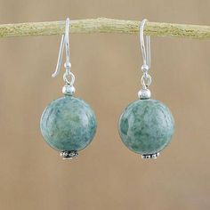 Jade dangle earrings, 'Touch of Jade' - Jade Bead and Sterling Silver Dangle Earrings from Thailand Simple Bead Earrings, Diy Earrings Dangle, Jewelry Homemade, Making Bracelets With Beads, Earring Styles, Beaded Earrings Tutorials, Beaded Earrings Diy, Indie Jewelry, Jewellery Inspiration