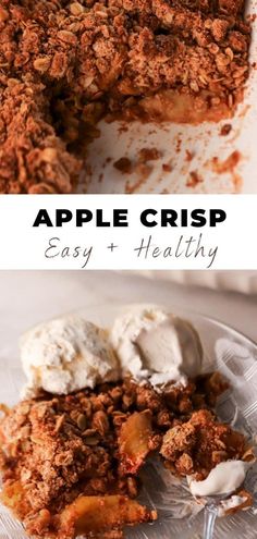 This easy Apple Crisp is made healthy with whole wheat flour, oats, half the butter and avocado oil. It tastes simply divine and has an irresistable cinnamon oat crumble topping! #applecrisp #healthy #crumble #crisp #oattopping Healthy Apple Crisp Recipe, Crisp Chicken, Healthy Fall Desserts, Healthy Apple Crumble, Apple Recipes Healthy