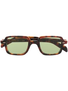 brown acetate tortoiseshell effect glossy finish green tinted lenses UV-protective lenses square frame straight arms curved tips These glasses come with a protective case. Sunglasses For Small Face, Fall Sunglasses 2024, Tinted Lenses Glasses, Vintage Square Sunglasses, Green Lense Sunglasses, Trendy Brown Square-faced Sunglasses, Trendy Brown Acetate Sunglasses, Brown Square Sunglasses, Brown Tinted Rectangular Sunglasses