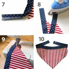 instructions for how to sew an american flag bandana with the sewing machine and iron