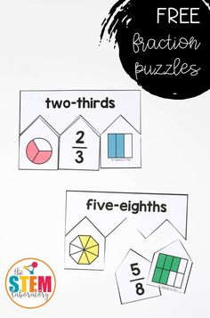 two - thirds and three - eighths worksheet with free fraction puzzles for kids