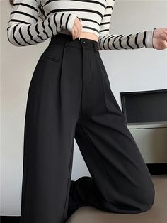 2024 New Spring Summer High Waist Suit Wide Leg Women's Pants Buttons Female Elegant Minimalism Straight Loose Trousers SPECIFICATIONS Season: Spring/Summer Waist Type: high Decoration: Button Decoration: Pockets Elasticity: Non Strech Fabric Type: blended Pant Style: Wide leg pants Material: Polyester Fit Type: LOOSE Length: full length Closure Type: Elastic Waist Gender: WOMEN Front Style: Pleated Size Chart Length (Shorter/ Regular/ Longer)( см) Shoulder(cm) Waist (см) Hip (cm) - Длина (короч Office Lady Short Bottoms For Spring, Short Spring Bottoms For Office Lady, Spring Office Lady Trousers, High Waist Spring Bottoms For Office, Office Lady Wide Leg Bottoms, Spring Office Style Bottoms With Pockets, Elegant Minimalism, Button Decorations, Loose Trousers