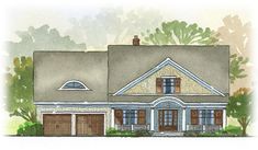 this is an artist's rendering of the front elevation of these country house plans