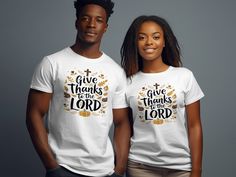 🍂 Embrace the spirit of gratitude with our "Give Thanks to The Lord" T-Shirt! 🌿 This autumn-inspired faith tee is perfect for expressing thankfulness and faith during the Thanksgiving season and beyond. Featuring a beautiful design with fall leaves, a cross, and a pumpkin, this shirt is a must-have for anyone who wants to celebrate their faith with style. Wear it to family gatherings, church events, or casual outings to spread positivity and blessings. 🙏✨ Available in the following products: Christian Thanksgiving, Faith Tees, Church Events, Thanksgiving Shirts, Give Thanks, Autumn Inspiration, Favorite Outfit, Loose Fitting, Graphic Tees