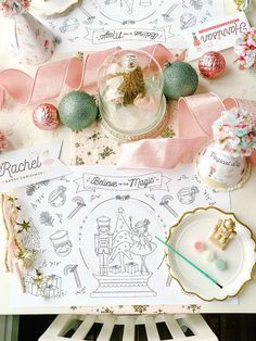 a table topped with lots of christmas decorations