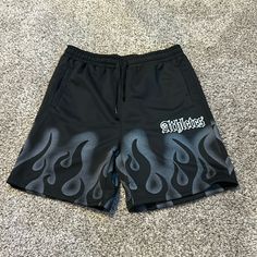 Never Used Black Flame, Mens Shorts, Man Shop, Black, Color