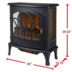 an image of a stove with measurements for the top and bottom part on it's sides