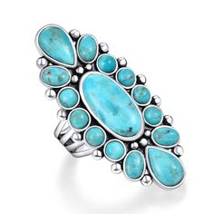 PRICES MAY VARY. Exquisite Flowers: The surface of this women's statement ring is made up of oval and round turquoise stones that form a beautiful flower, adding a touch of glamor and personality. Trusted Materials: Turquoise rings for women made from high quality 925 sterling silver is hypoallergenic and safe for sensitive skin, allowing you to wear it with confidence and comfort. Exquisite craftsmanship: Every piece of this boho western rings is meticulously crafted, and we focus on aesthetics Western Rings, Turquoise Statement Ring, Bohemian Flower, Promise Rings For Guys, Bohemian Flowers, Turquoise Ring Silver, Junior Year, Statement Ring Silver, Bohemian Rings