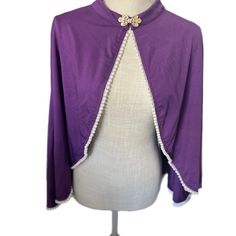 Beautiful Statement Piece Size 2xl Stand Out At Any Event Cape Wrap Winter Cloak, Purple Shawl, Cape Blazer, Shein Jackets, Cape Wrap, Sports Jackets Women, Colorful Jacket, Black Cape, Fringe Cardigan